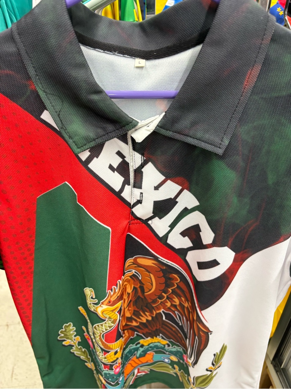 Athletic Works Green Red Black Mexico Eagle Polo